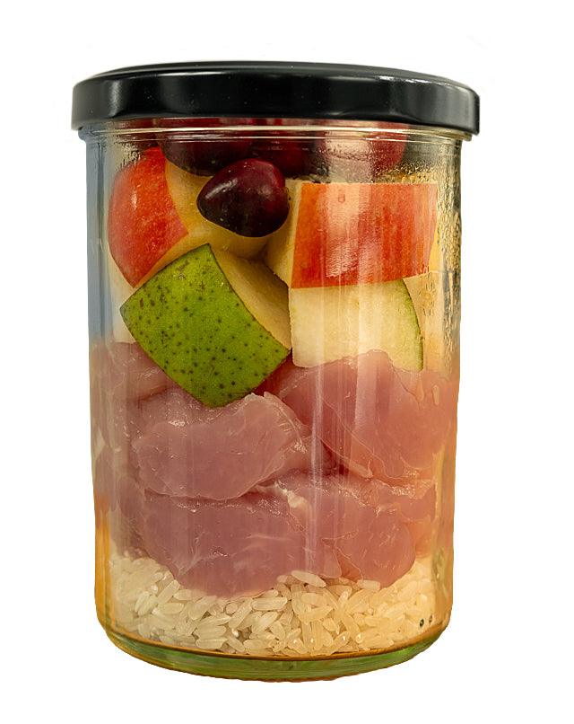 Fidelis hrană umedă cu pui, orez, zucchini și mango