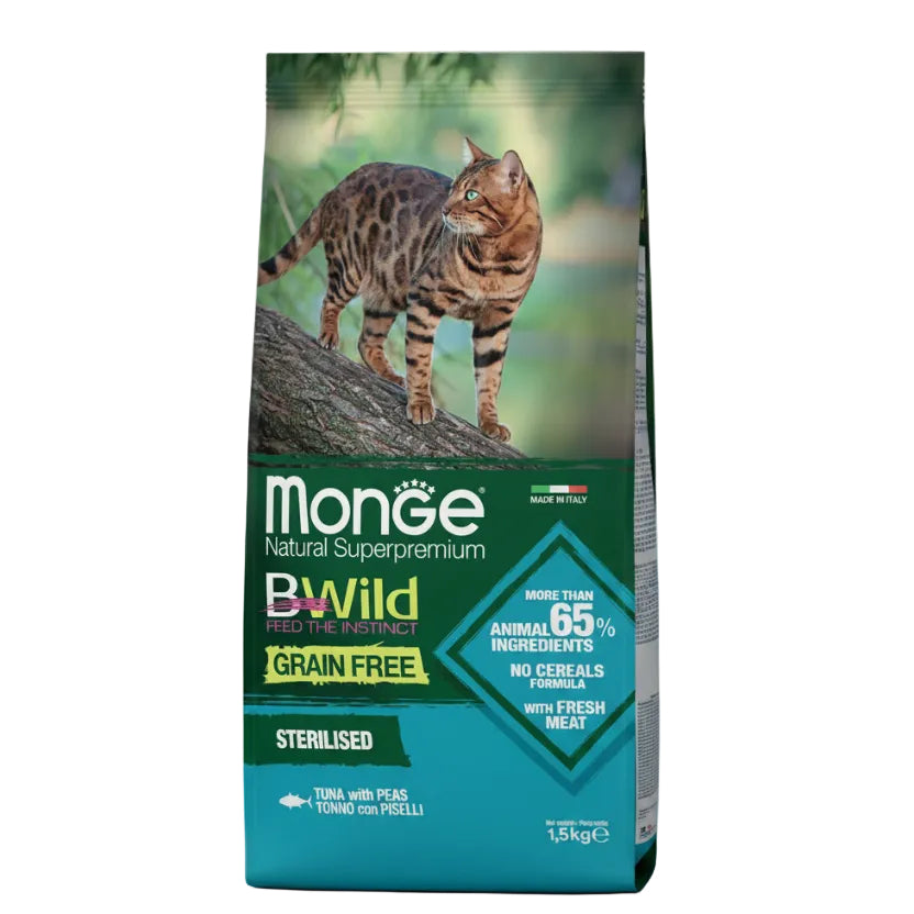MONGE B-WILD PISICI ADULTE STERILISED TON & MAZARE