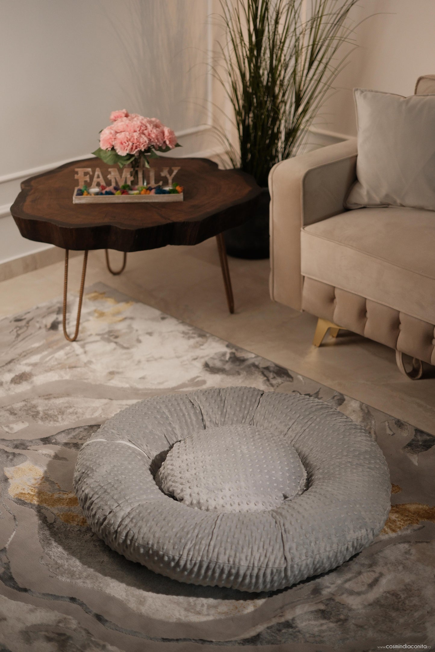 Pernă Minky Premium Rotundă + Minipernuță