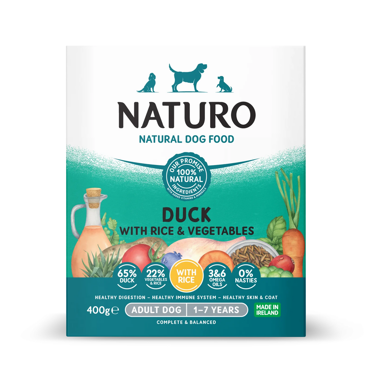 Naturo Caserola Adult cu Carne de Rata, Orez si Legume 400 gr