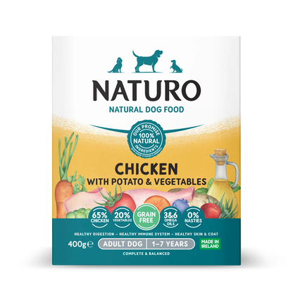 Naturo Caserola Grain Free cu Pui, Cartofi si Legume 400g