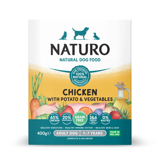 Naturo Caserola Grain Free cu Pui, Cartofi si Legume 400g
