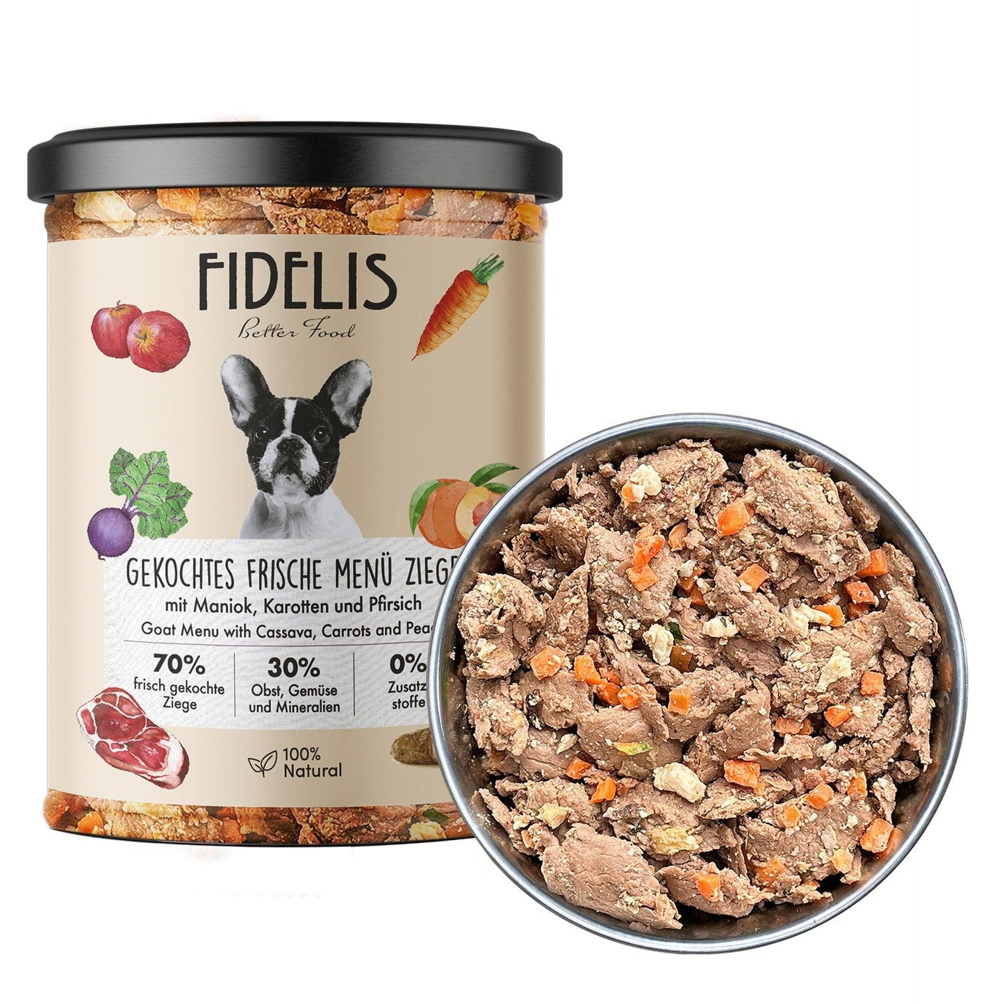 Fidelis hrană umedă naturală cu capră – Meniu Fresh pentru câini