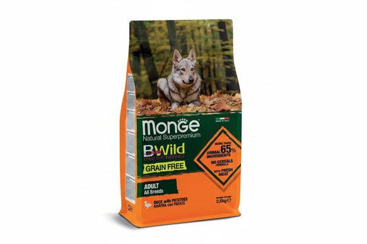 MONGE B-WILD GRAIN FREE RAȚĂ ȘI CARTOFI ALL BREED