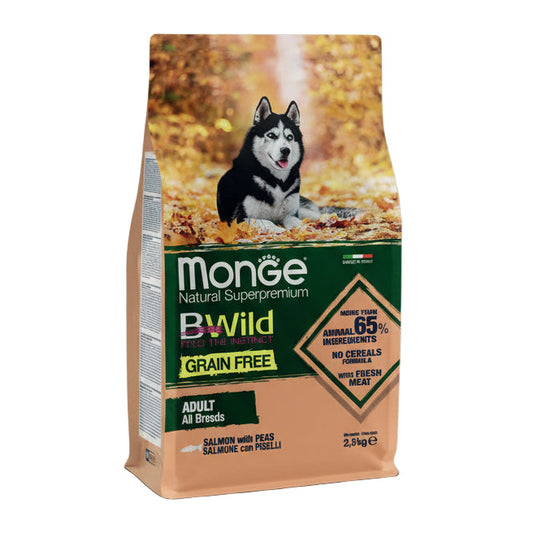 MONGE B-WILD ADULT SOMON ȘI MAZĂRE 2,5 kg