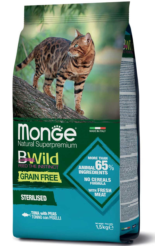 MONGE B-WILD PISICI ADULTE STERILISED TON & MAZARE