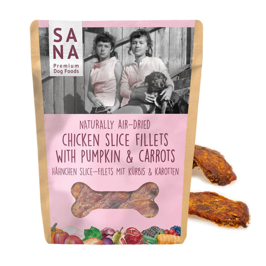 Fileuri naturale SANADOG cu piept de pui și superalimente – gustare sănătoasă, semimoale, pentru câini de toate vârstele